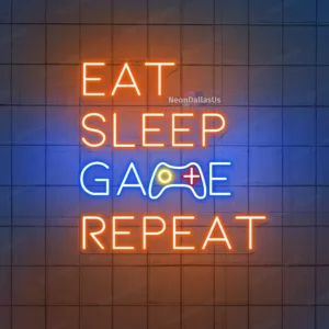 لوحة نيون "EAT SLEEP GAME REPEAT"